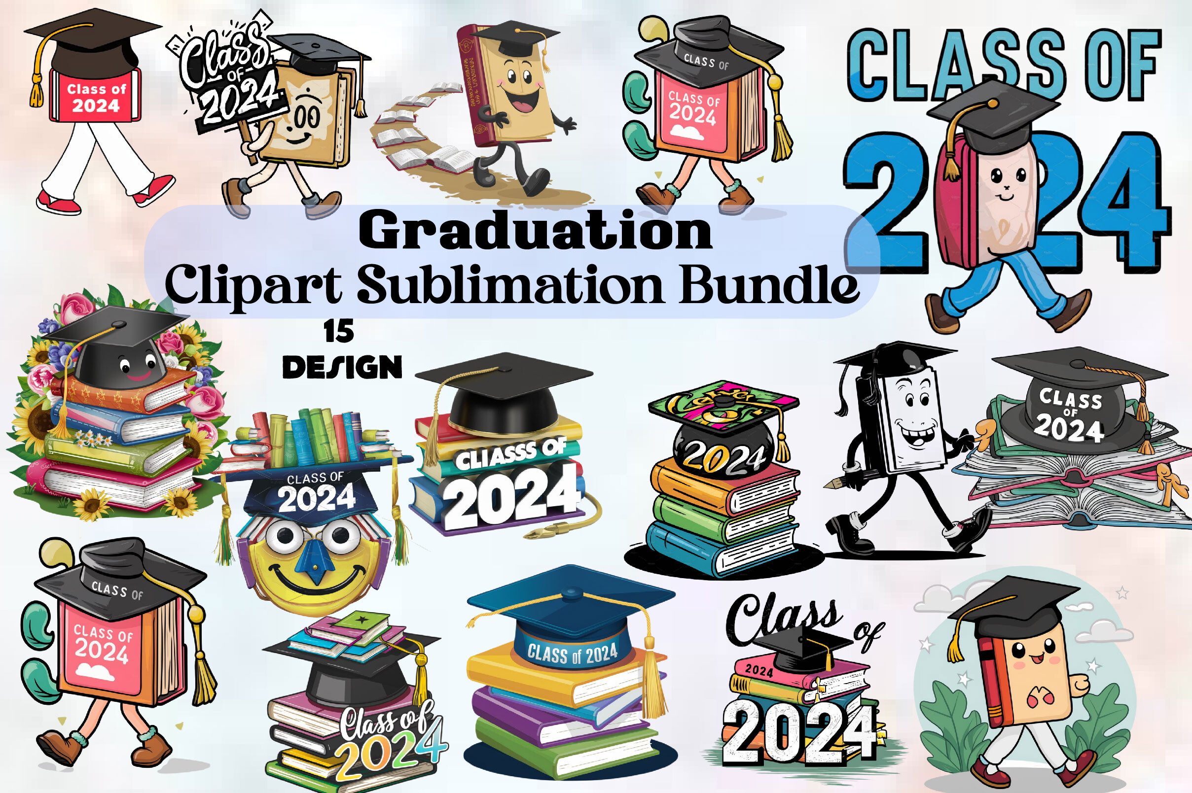 Graduation Clipart Sublimation Bundle