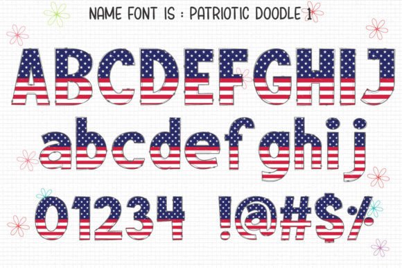 Patriotic Doodle Font PNG with transparent background - Preview 1