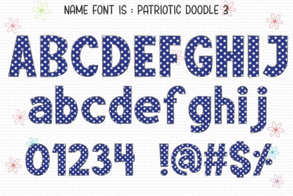 Patriotic Doodle Font PNG with transparent background - Preview 3