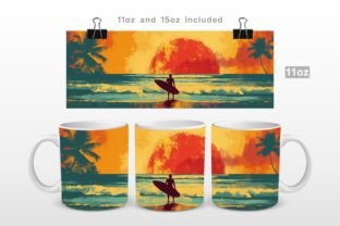 Retro Sunset Surf Mug Wrap PNG Graphic by Universtock · Creative Fabrica