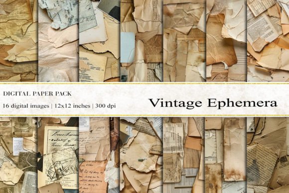 Vintage Ephemera Digital Papers