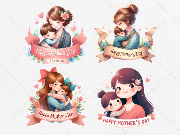 Watercolor Happy Mothers Day PNG Clipart