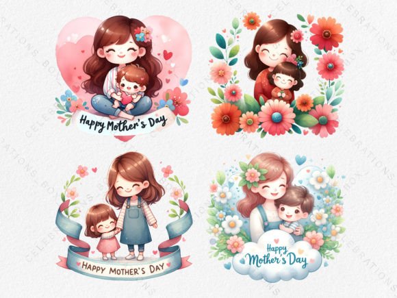 Watercolor Happy Mothers Day PNG Clipart