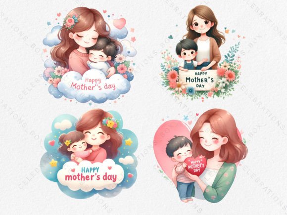 Watercolor Happy Mothers Day PNG Clipart