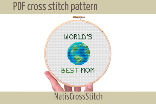World's Best Mom Cross Stitch Pattern