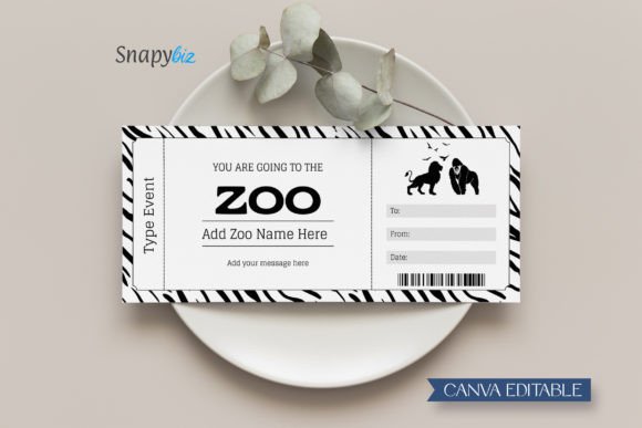 Zebra Editable Zoo Gift Certificate