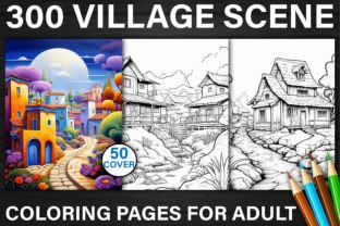 300 Village Scene Coloring Pages for KDP Graphic by Asma Store ...