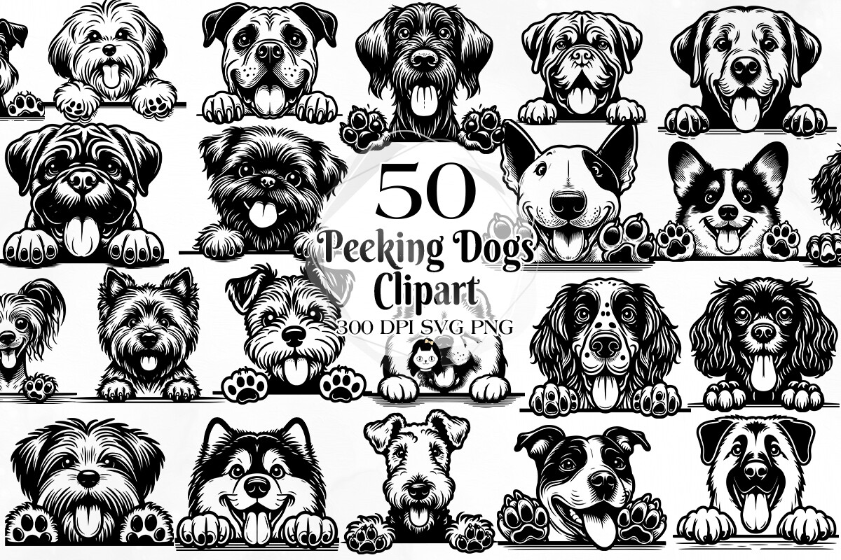 50 Peeking Dog Vector Art SVG PNG Part 2