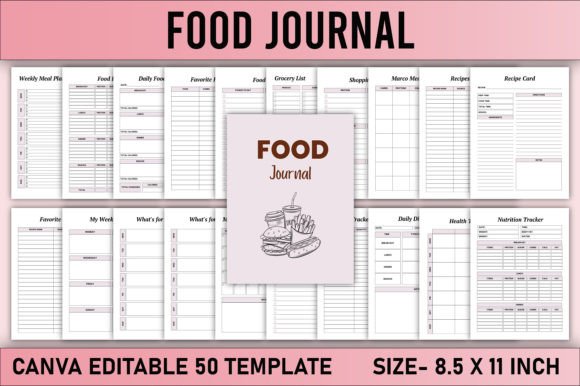 Editable Food Journal Canva Template