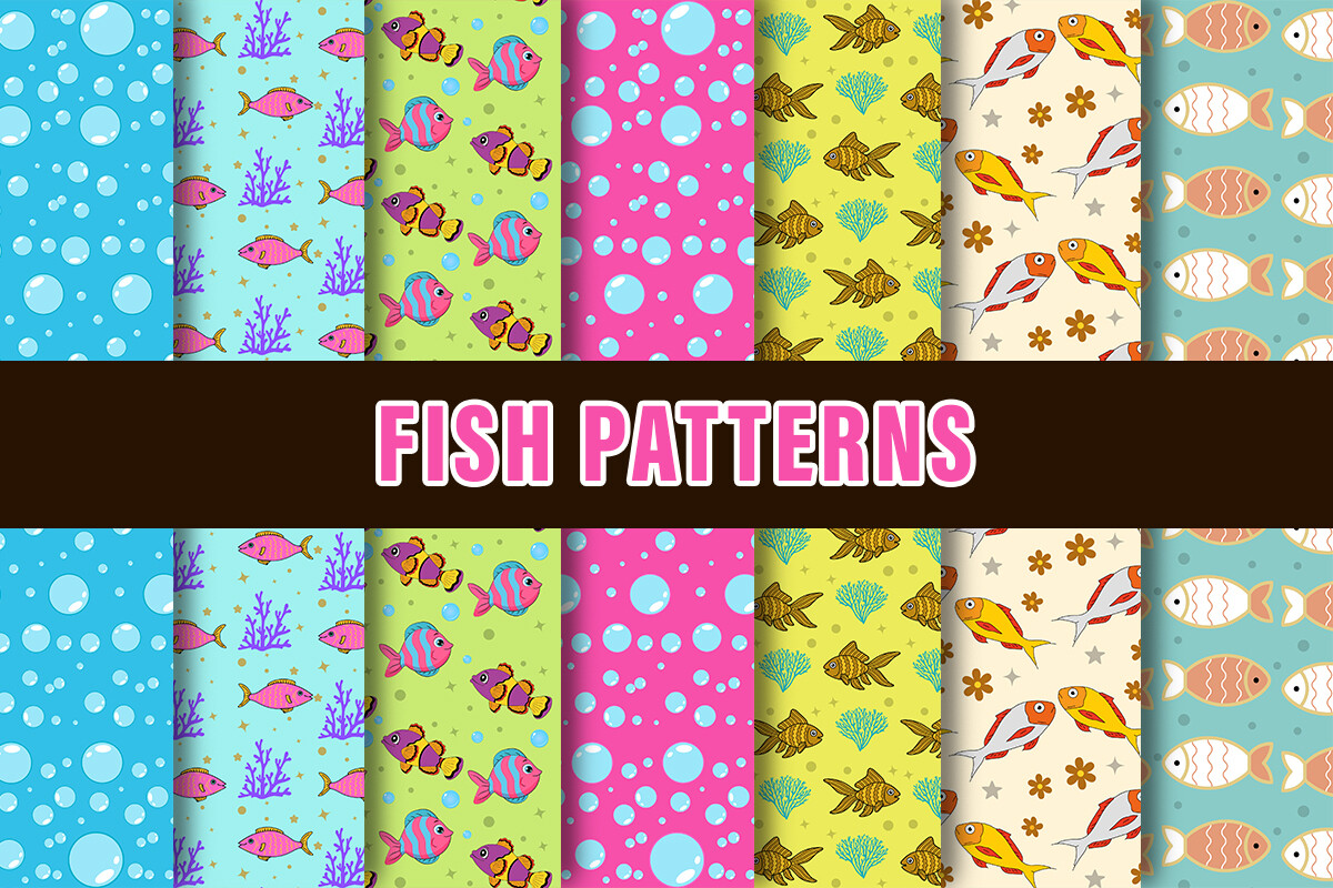 Fish Digital Papers Patterns Graphic by PiXimCreator · Creative Fabrica
