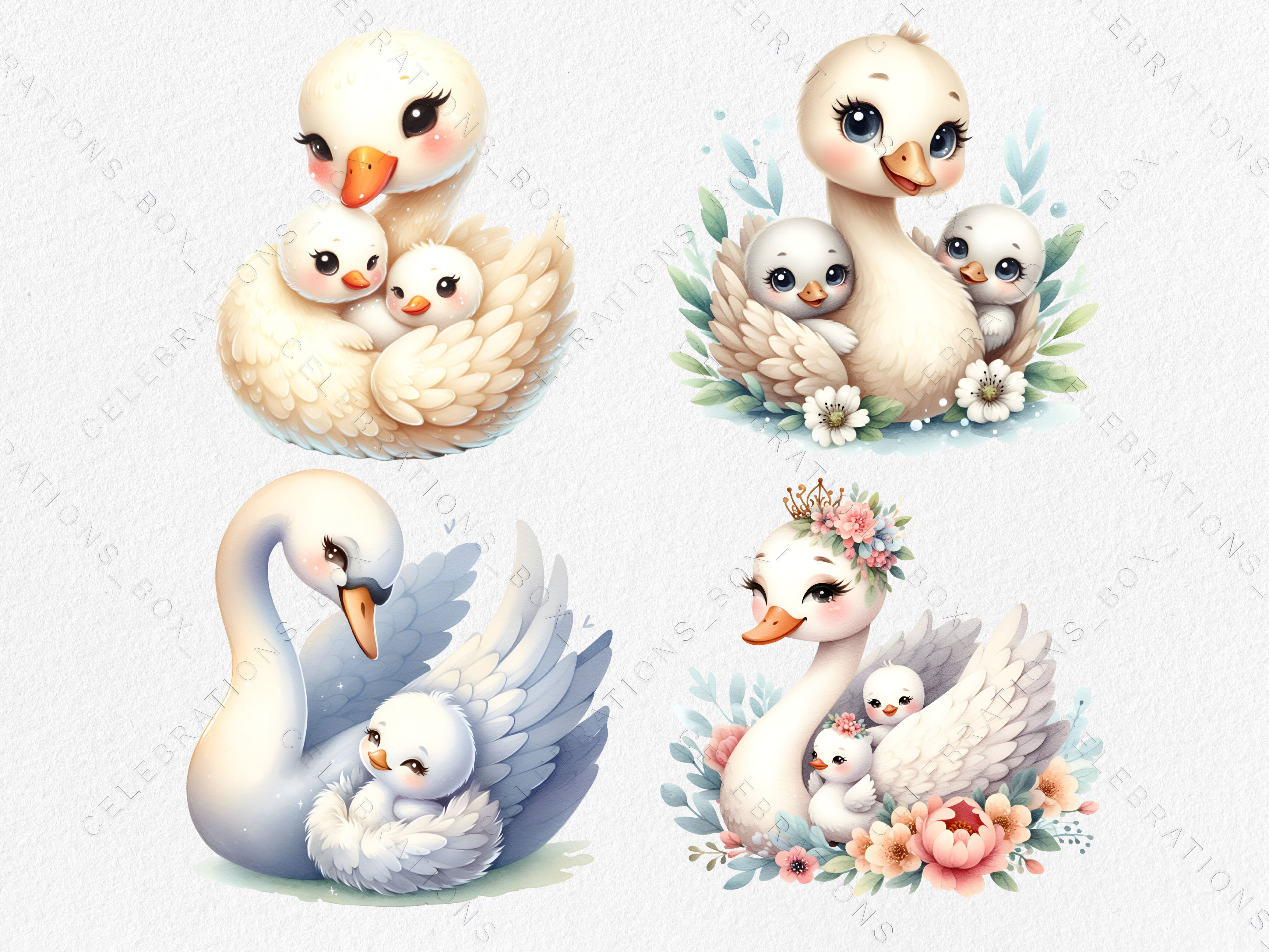Mothers Day, Nursery Swan Animal Clipart