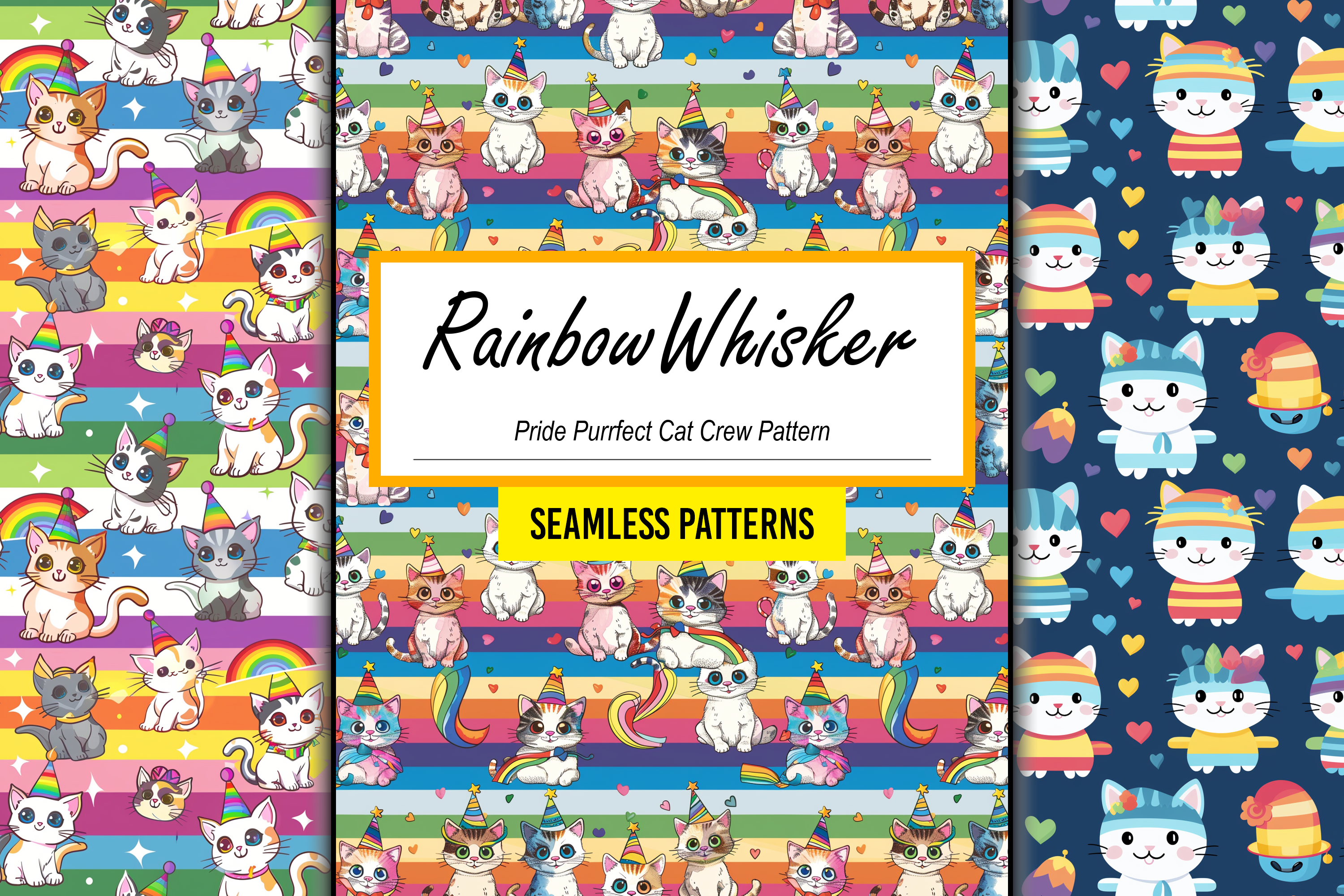 Pride Purrfect Cat Crew Seamless Pattern Graphic by Canvas Elegance ...