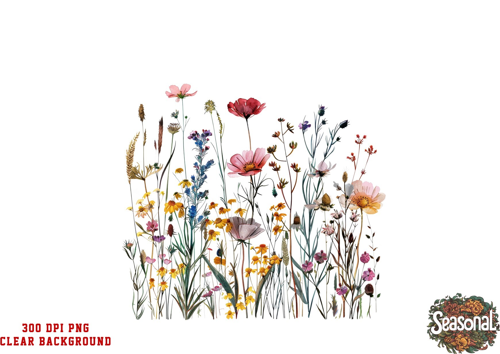 Watercolor Spring Wild Flower Clipart Graphic by seasonal · Creative ...