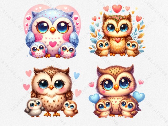 Woodland Owl and Baby, Mother's Day PNGs