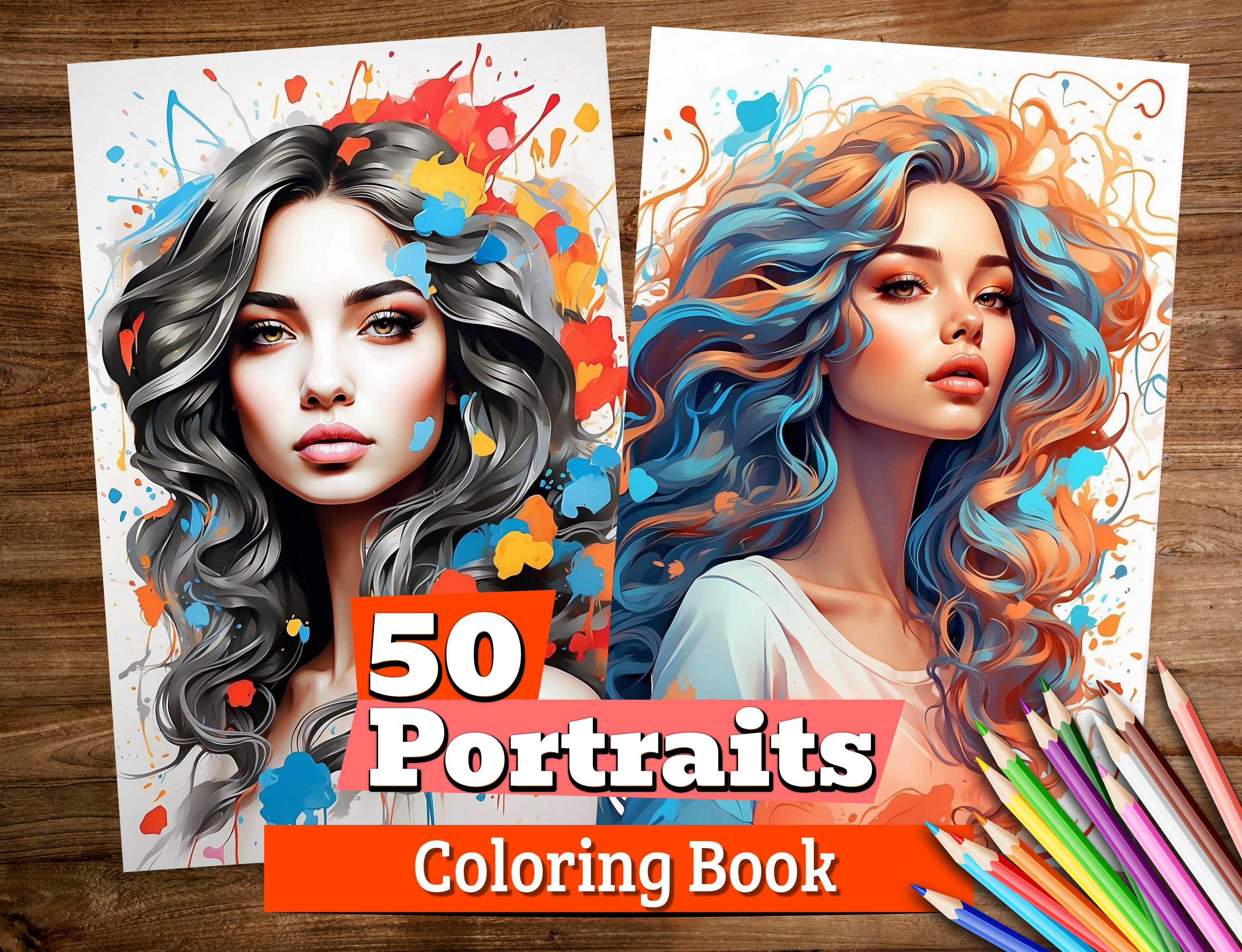 50 Womans Oil Portraits - Coloring Book