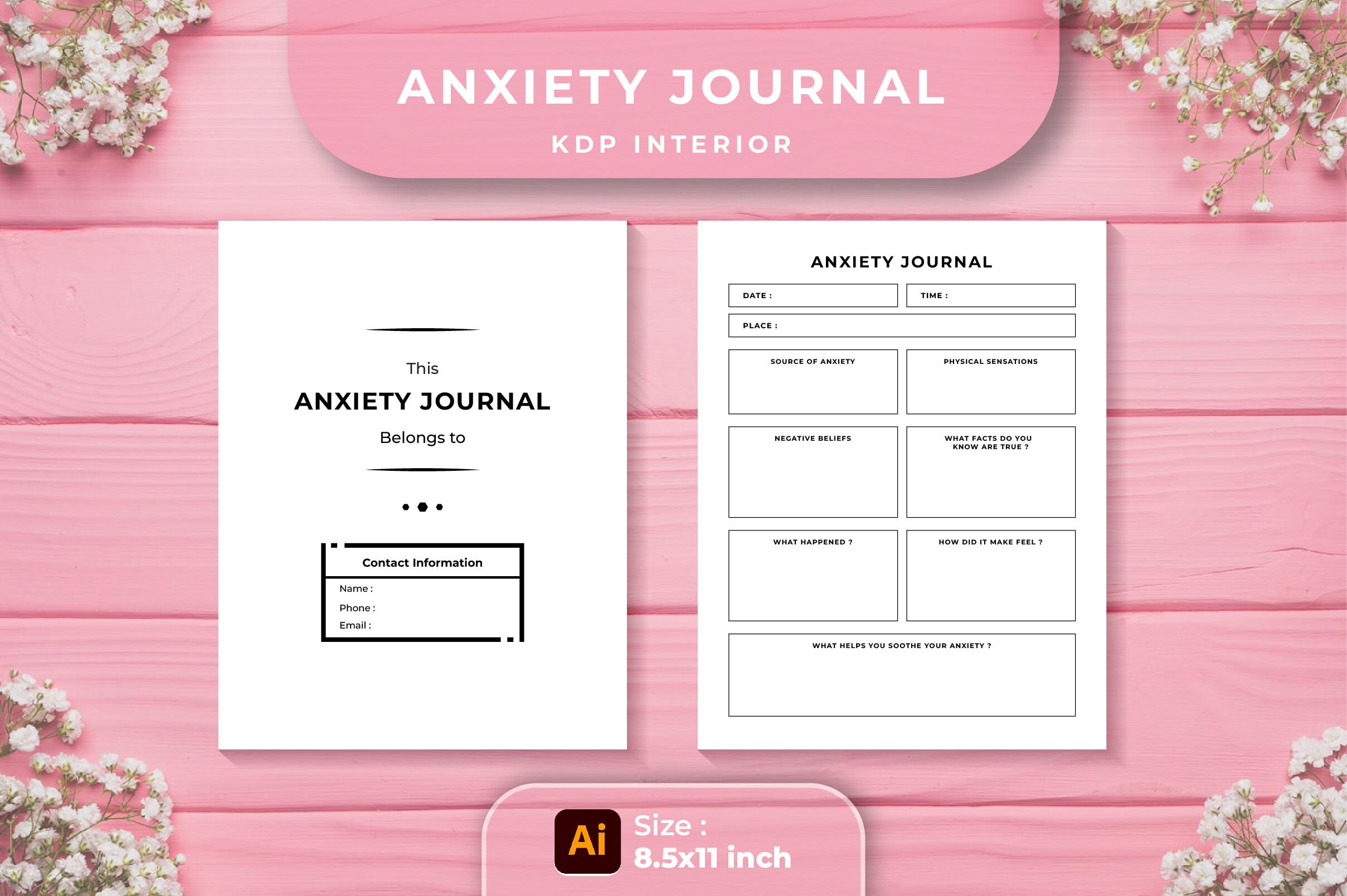 Anxiety Journal KDP Interior Graphic by srempire · Creative Fabrica