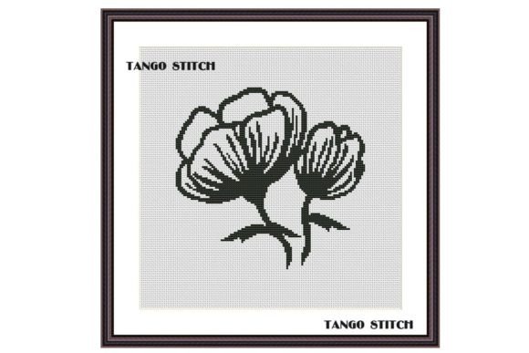 Black and White Floral Cross Stitch Art