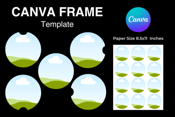 Car coaster Canva frame templates for sublimation