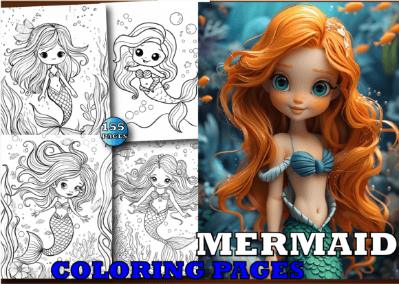 Cute Mermaid Coloring Book for Kids V-3