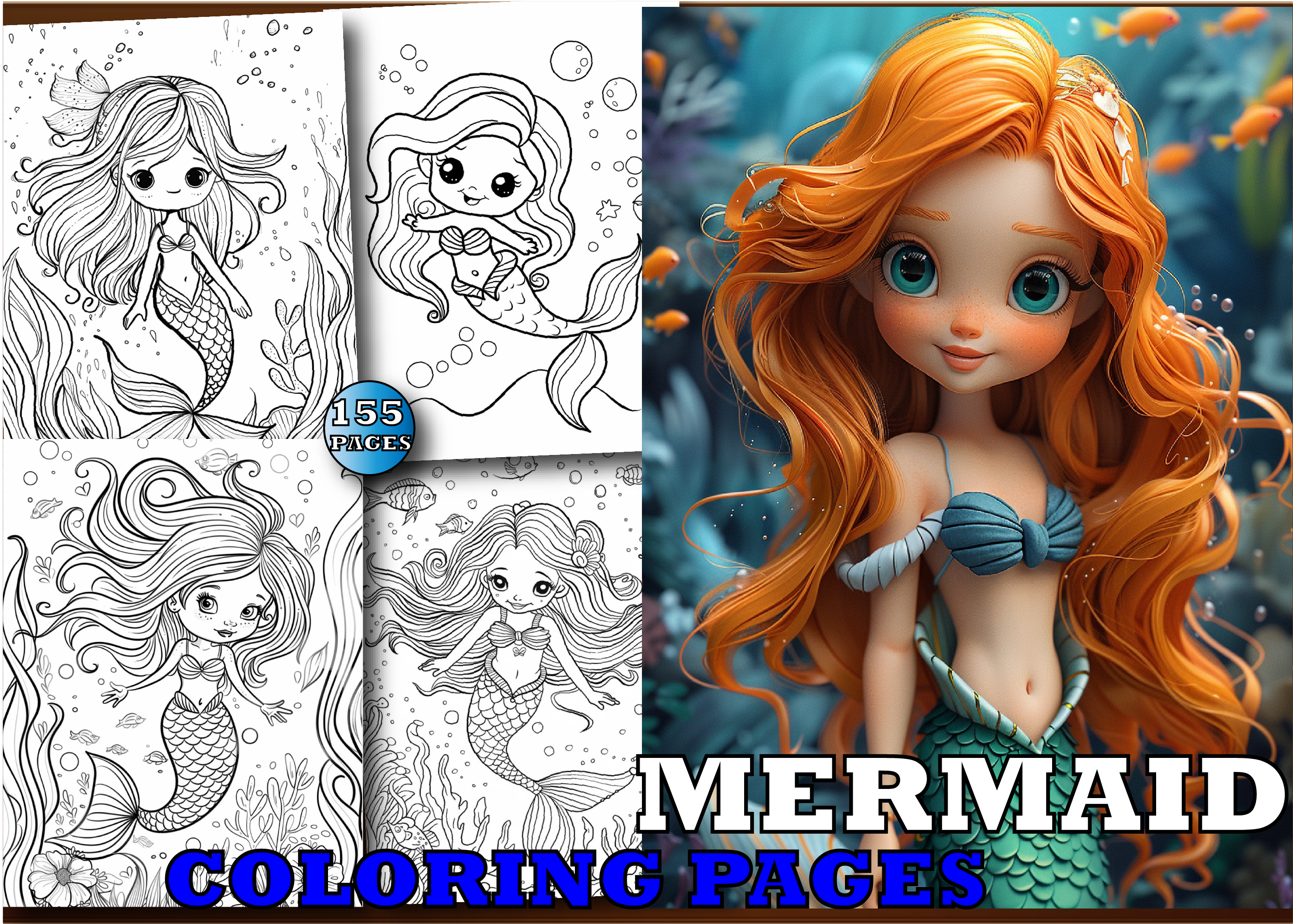 Cute Mermaid Coloring Book for Kids V-3