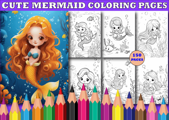 Cute Mermaid Coloring Book for Kids V-4