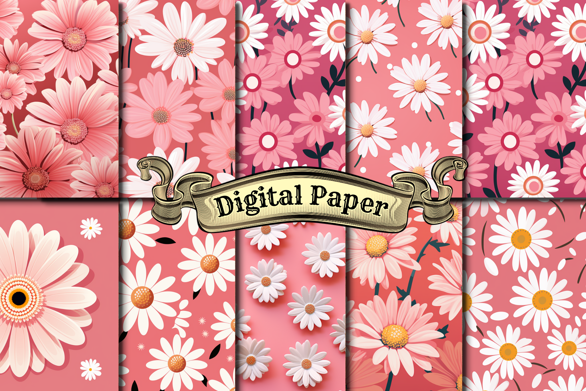 Daisy Flower Digital Paper Graphic by craftsmaker · Creative Fabrica