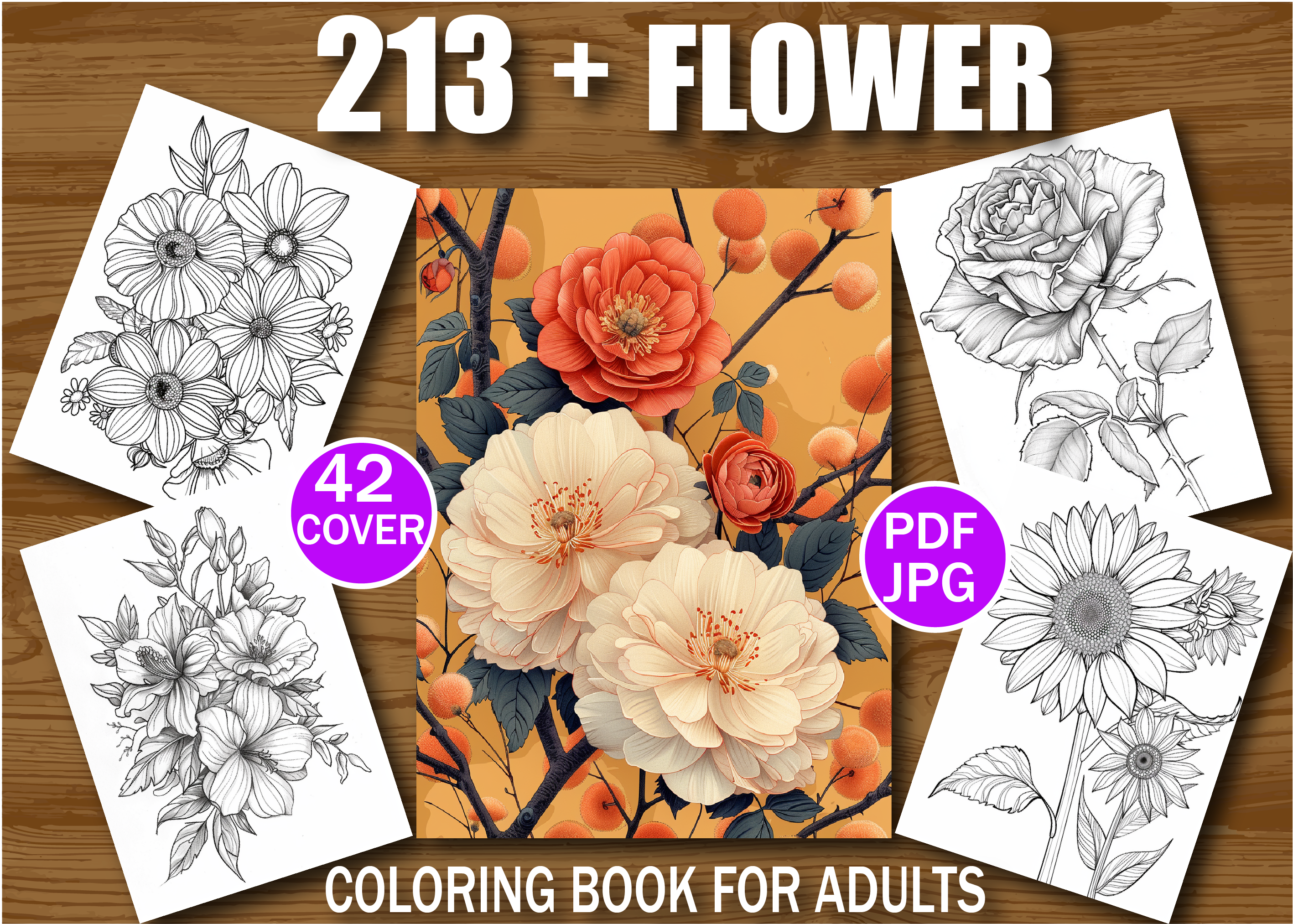 Flower Coloring Book for Adults