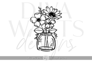 Flowers in Vase Silhouette Clipart SVG Graphic by Diva Watts Designs ...
