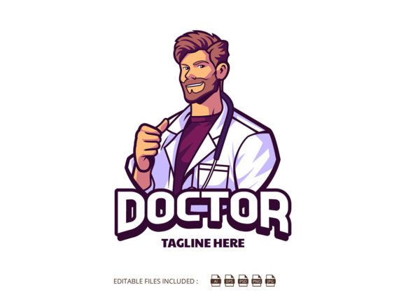 Male Doctor Mascot Cartoon Logo