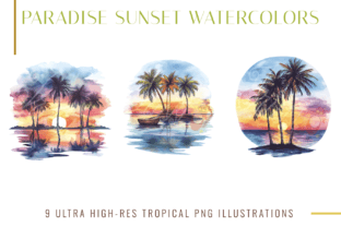 Tropical Sunset Watercolor Clipart Graphic by imperfectirissio ...
