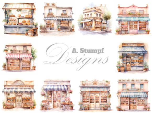 Bakery Watercolor Clipart Illustrations Graphic Illustrations By Andreas Stumpf Designs
