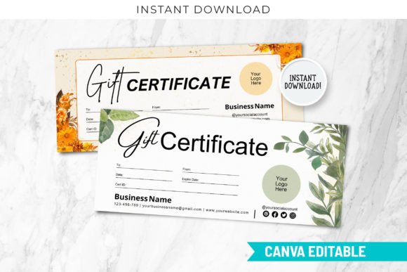 Editable Eucalyptus Gold Gift Certificate