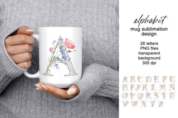 Mug Sublimation Design Letter Monogram Graphics