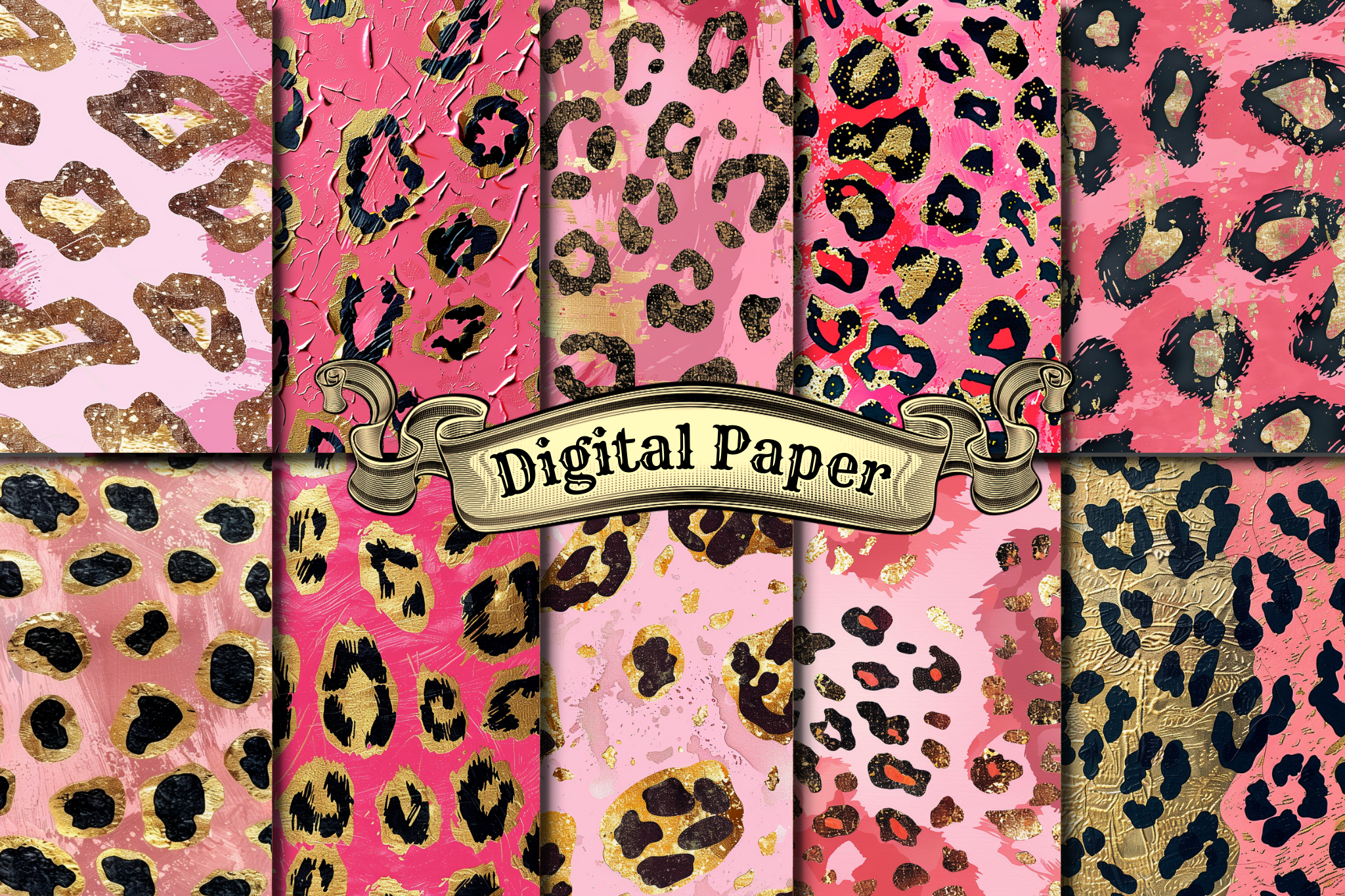 Pink and Gold Leopard Digital Paper Graphic by craftsmaker · Creative ...