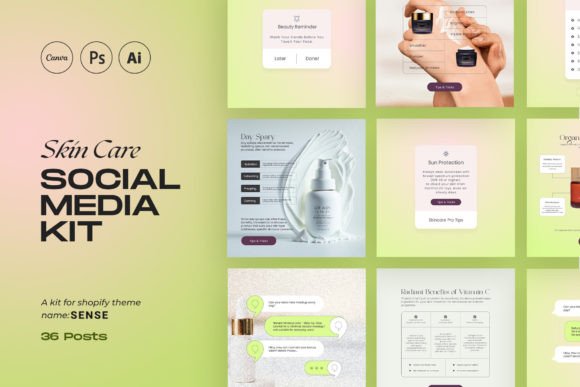 Preview of Social Media Kit for Sense Shopify Theme social media template