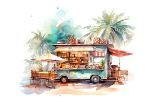 Street Food Cart Clipart Watercolor Art Graphic by Andreas Stumpf ...