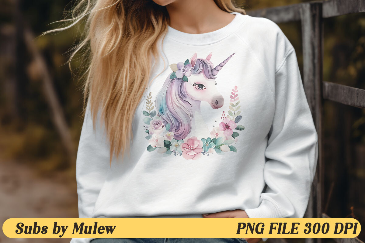 Watercolor Fairy Unicorn Sublimation PNG Graphic by Mulew · Creative ...