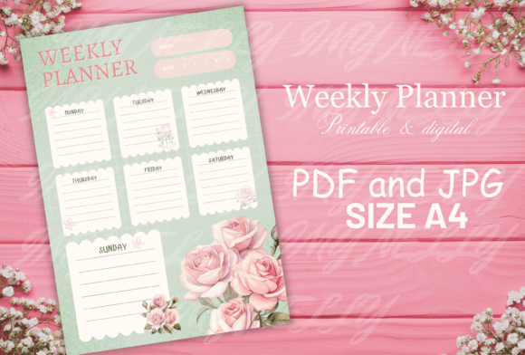 Weekly Planner Printable. Graphic by Nelly imy · Creative Fabrica