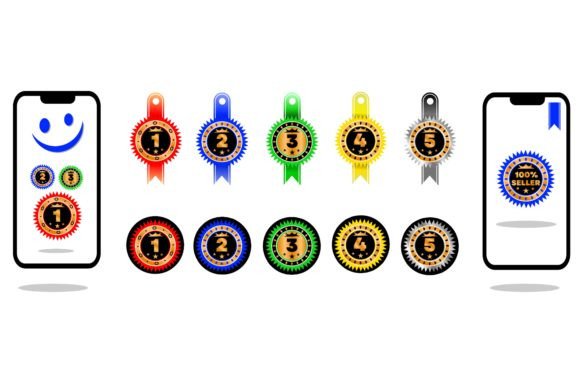1,2,3,4 or 5 Sticker Label Badges