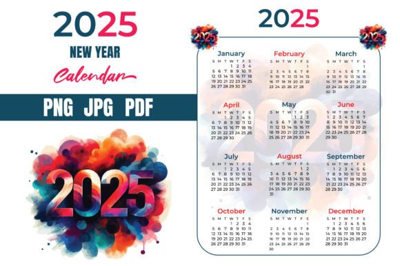 2025 New Year Calendar Grafik Plotterdateien Von Endro