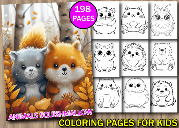 Animal Squishmallow Coloring Book V-2