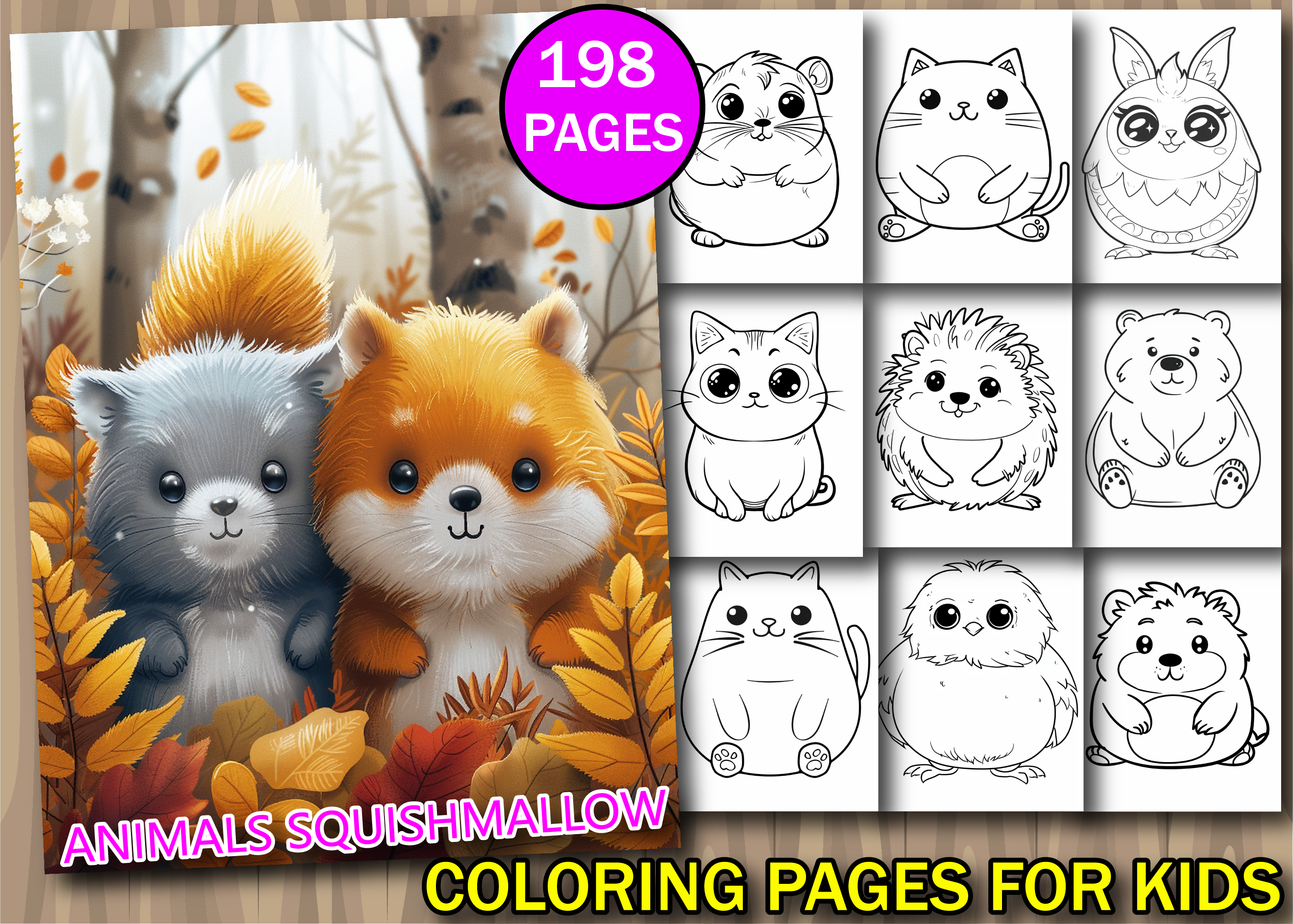 Animal Squishmallow Coloring Book V-2
