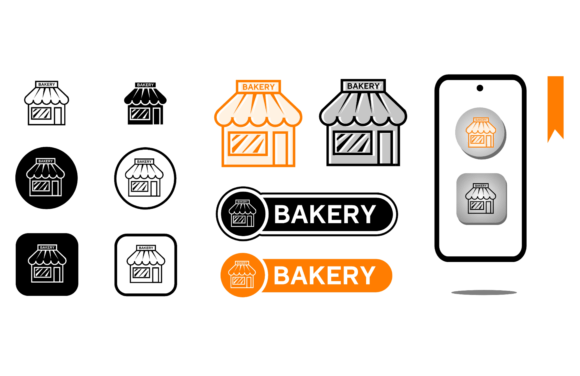 Cafe Icon or Bakery Shop Icon Set