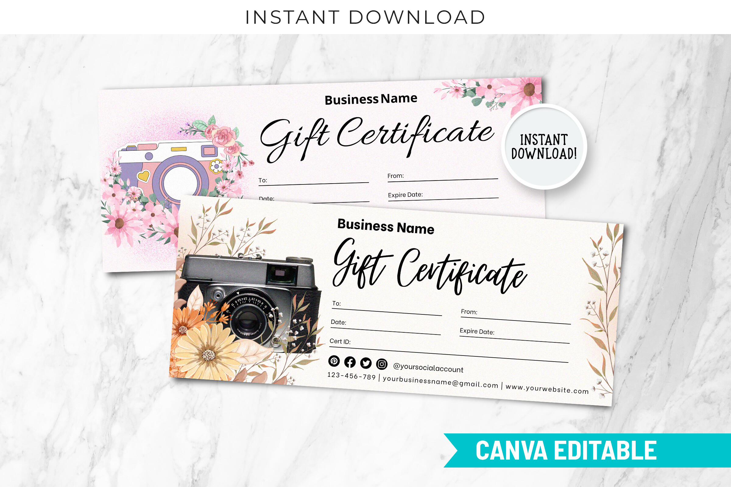 Editable Photography Gift Canva Design