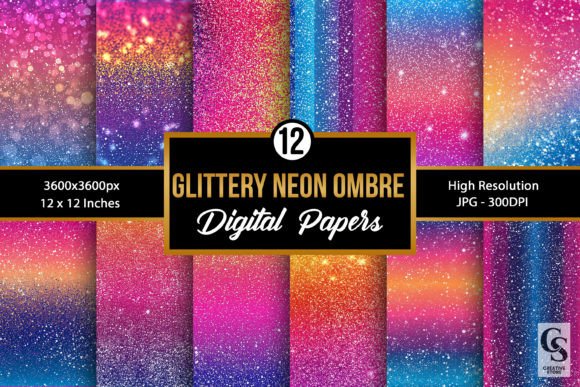 Glittery Neon Ombre Gradient Backgrounds