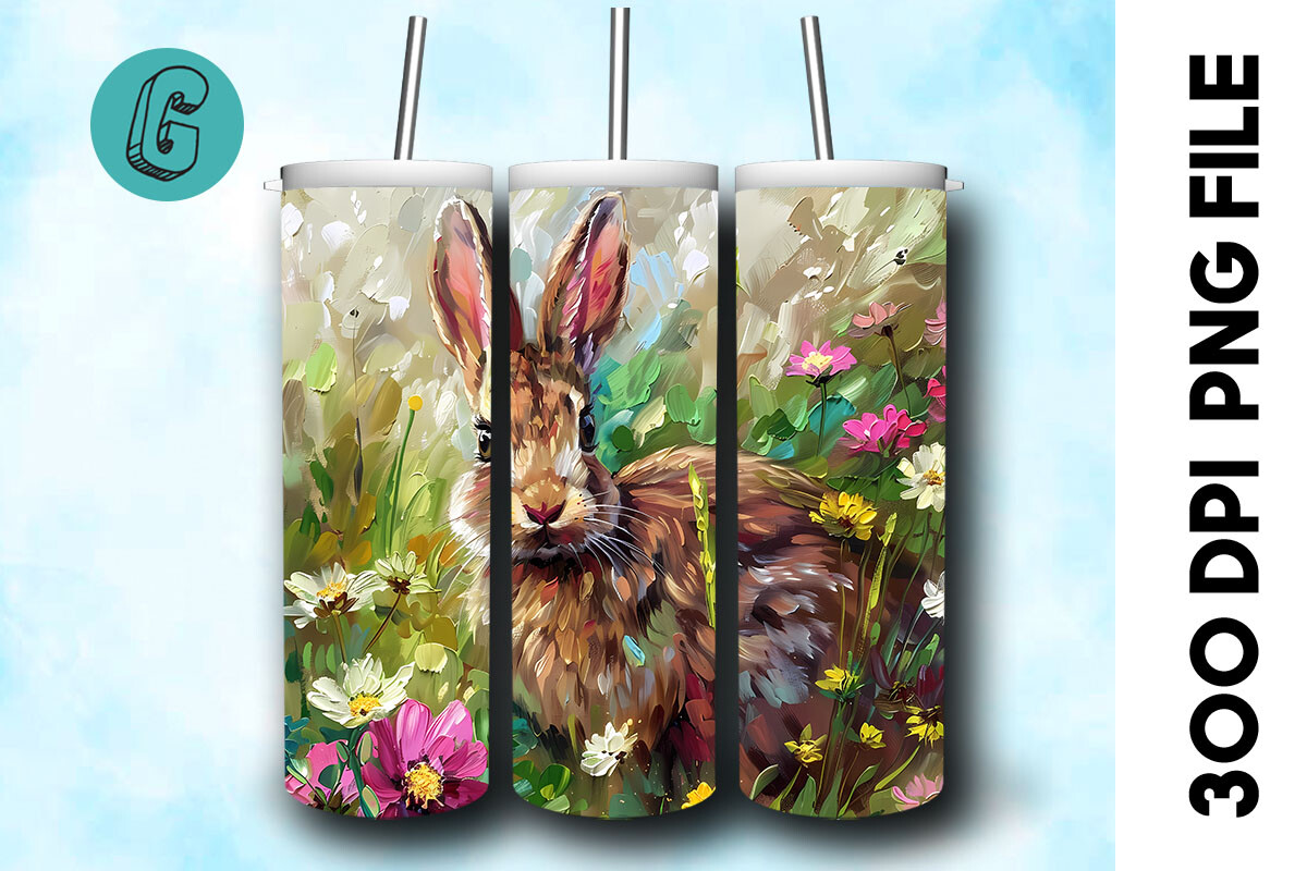 Oil Paint Easter Bunny Tumbler Wrap 25 Graphic by Glamour · Creative ...