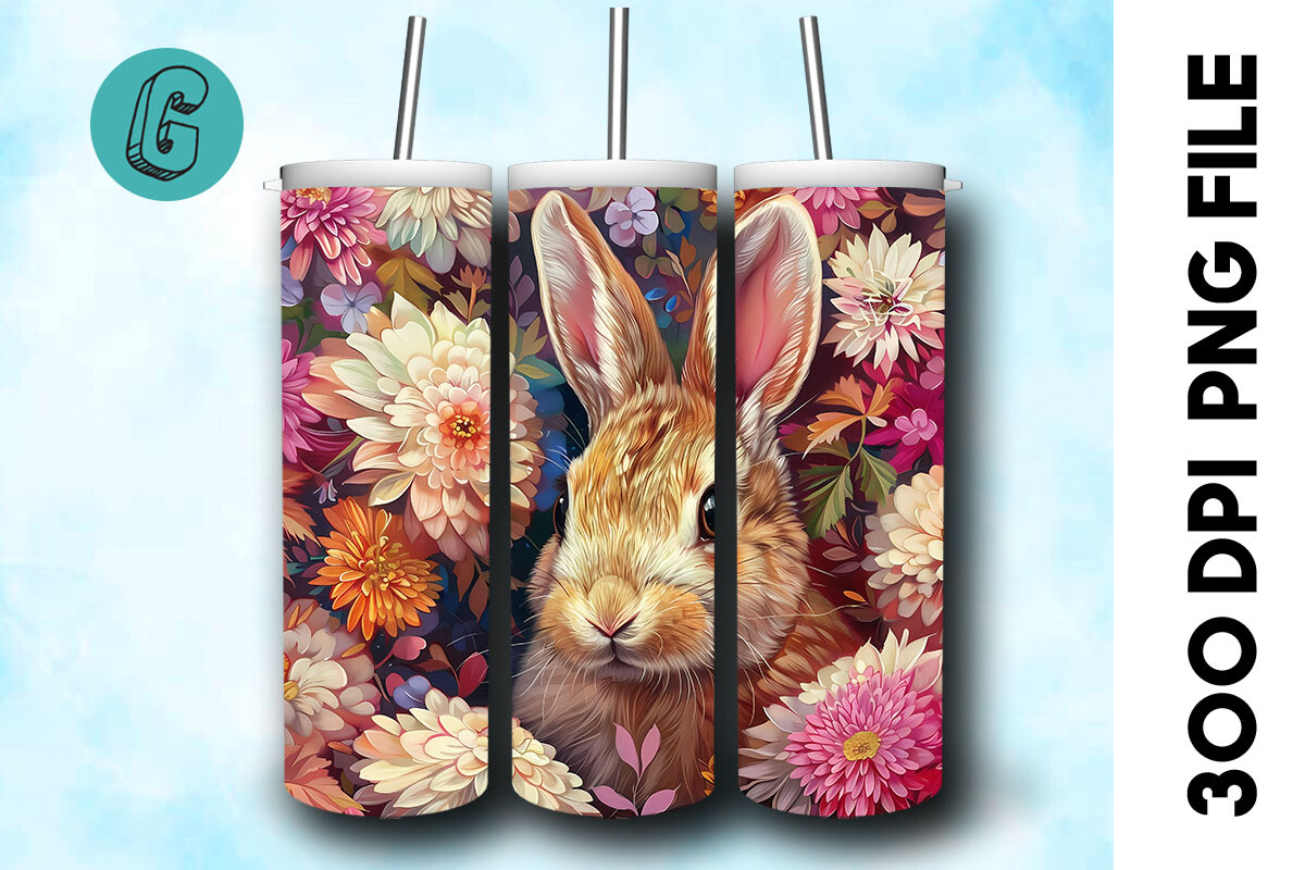 Oil Paint Easter Bunny Tumbler Wrap 38 Graphic by Glamour · Creative ...
