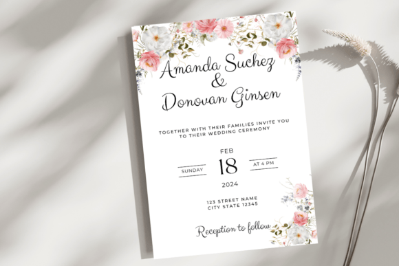 Pink and White Floral Wedding Invite