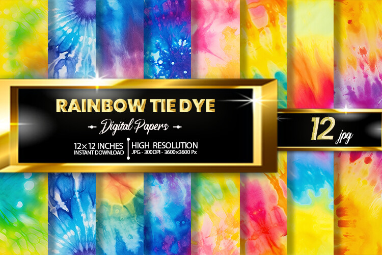 Rainbow Tie Dye Digital Papers Graphic by Hurairagraphics · Creative ...