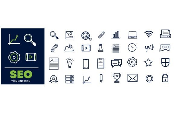 SEO Digital Marketing Icon Set